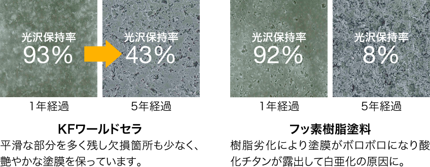 屋外暴露試験による塗膜の劣化比較